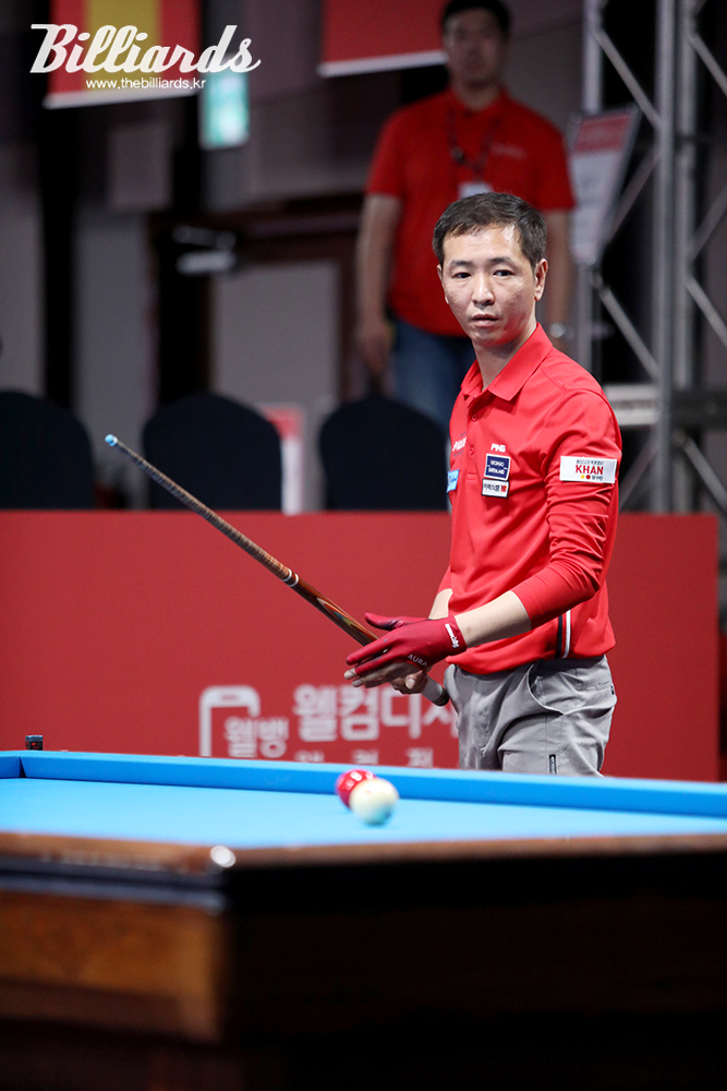 3년 만에 PBA 투어로 복귀한 이태현은 16강전에서 김진태를 3-0으로 꺾고 8강에 진출했다.   사진=김주석 기자