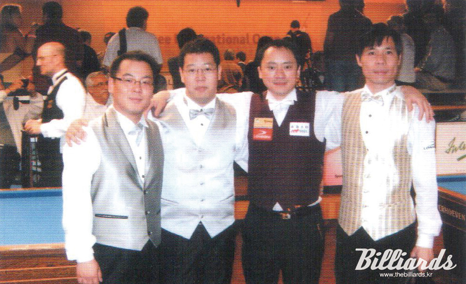 2008 상리 인터내셔널 오픈에 출전한 한국 선수단. 왼쪽부터 조재호, 강동궁, 황득희, 허정한.  빌리어즈 자료사진