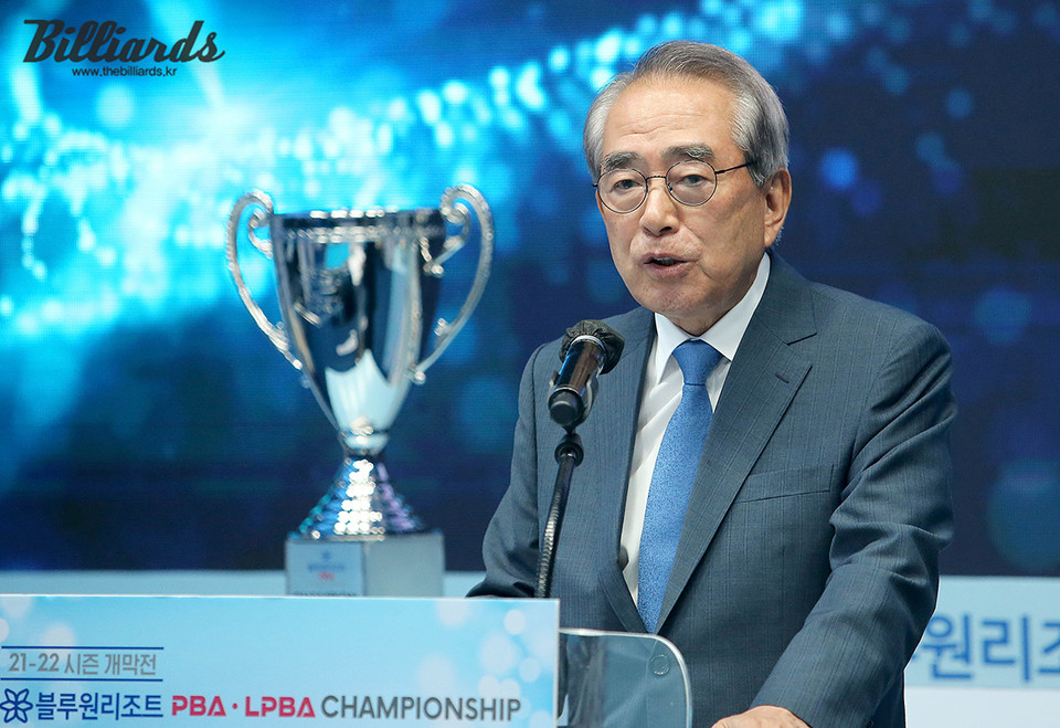 개막선언 하는 PBA 김영수 총재.. 사진=김용근/프로당구협회