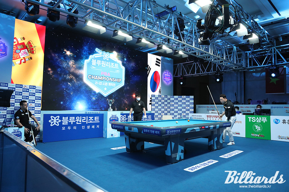 이번 시즌 첫 번째 투어로 열린 '블루원리조트 PBA 챔피언십' 결승전.  사진=빌리어즈 DB