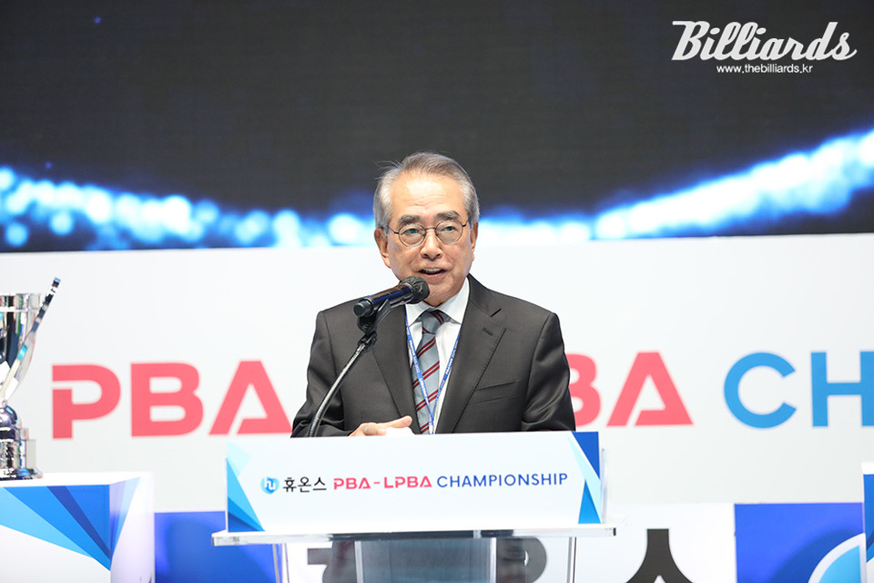 개회 선언을 하는 프로당구협회 김영수 총재. 사진=김민영 기자