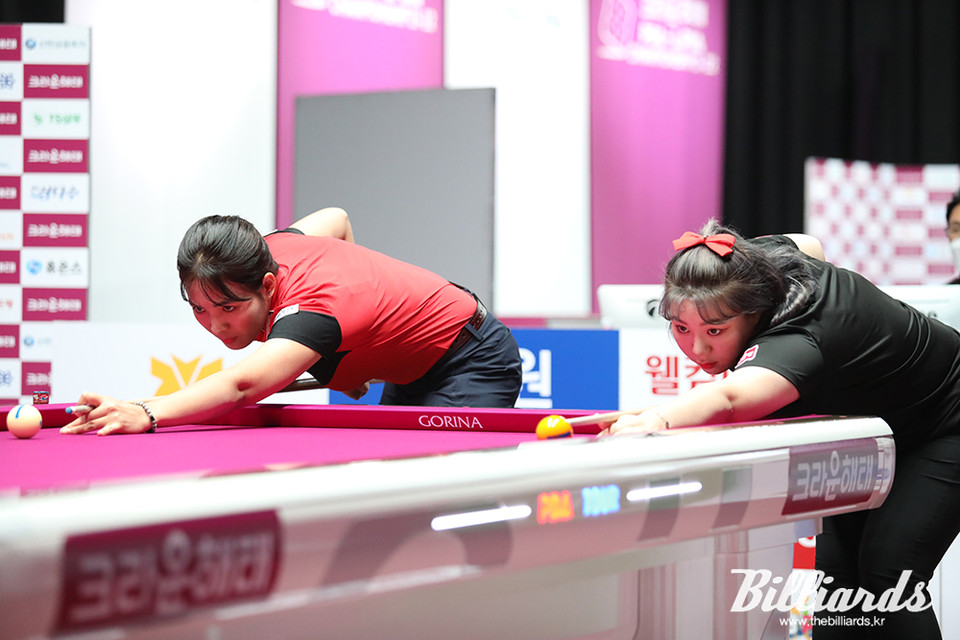 스롱 피아비와 김예은의 준결승전 뱅킹. 사진=이용휘 기자