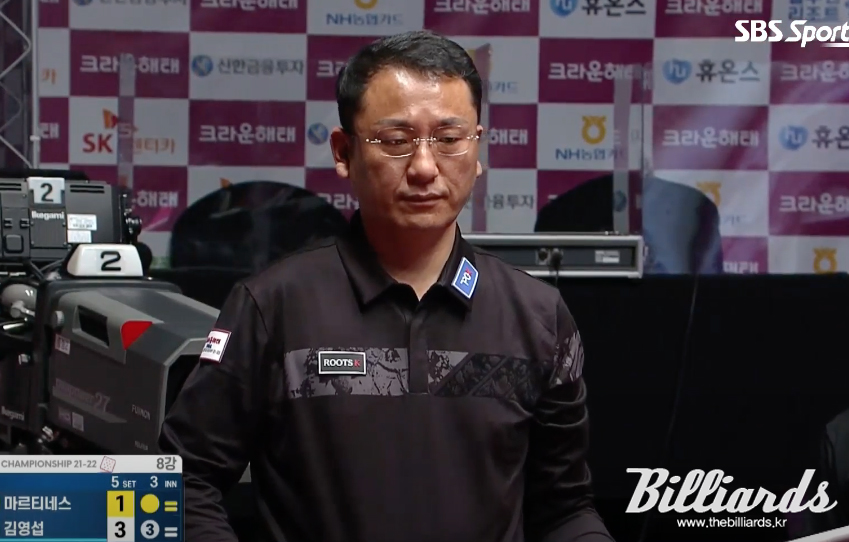 다비드 마르티네스를 꺾고 준결승에 오른 김영섭.  사진=중계화면 갈무리