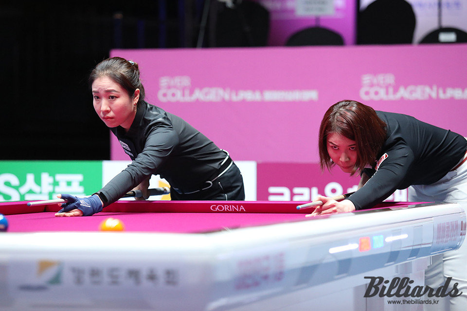 김갑선(좌)과 오수정(우)의 준결승전 뱅킹.  사진=이용휘 기자
