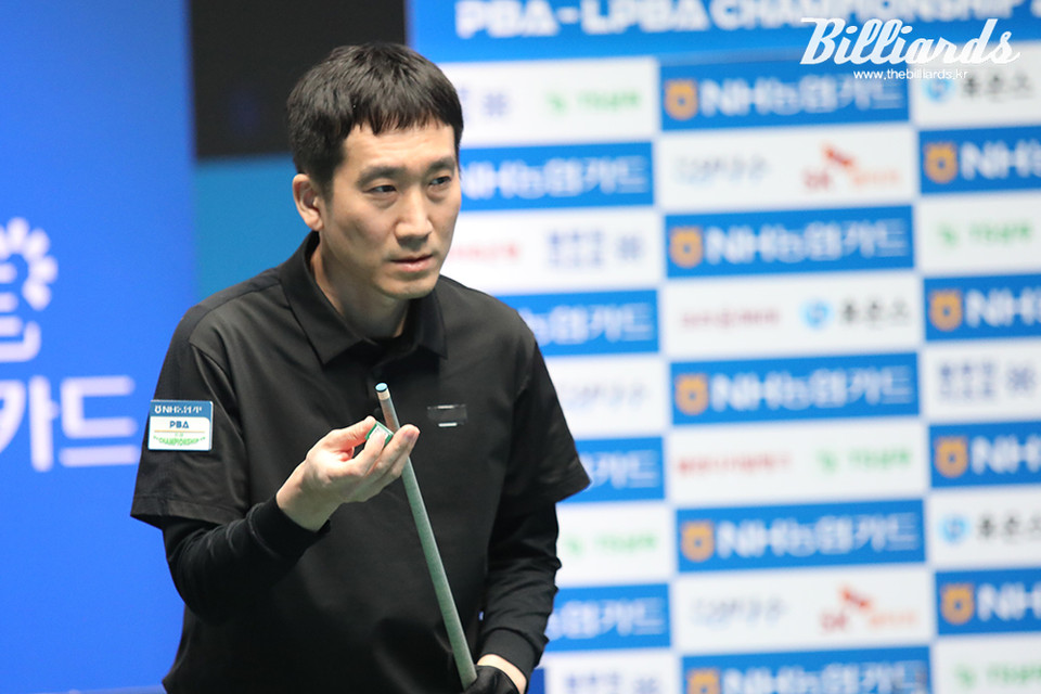 전체 순우 1위로 64강전을 통과한 김경민. 사진=빌리어즈DB