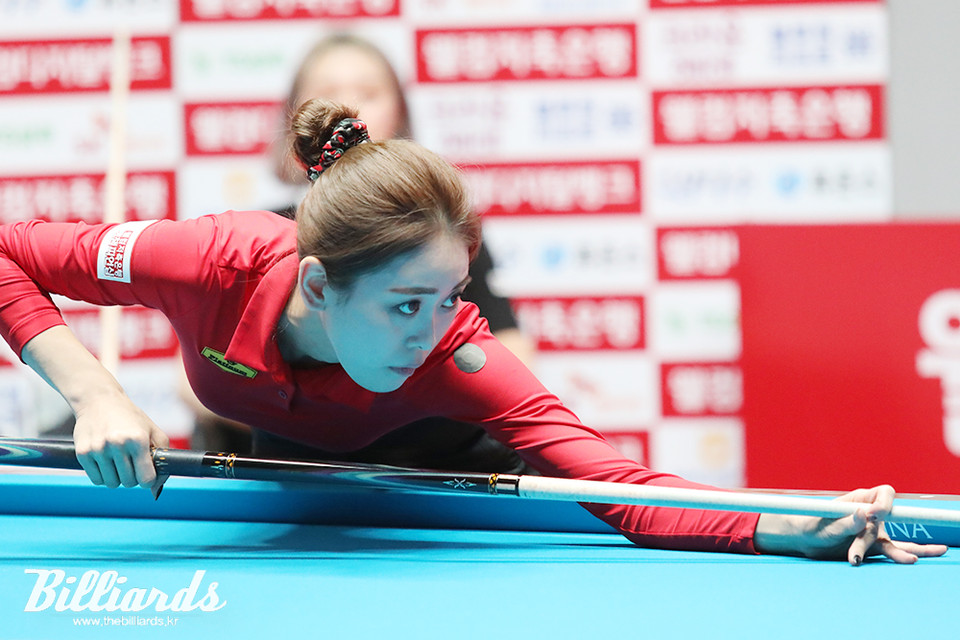 김보미에게 역전승을 거두고 첫 LPBA 투어 결승에 오른 최지민. 사진=고양/김민영 기자