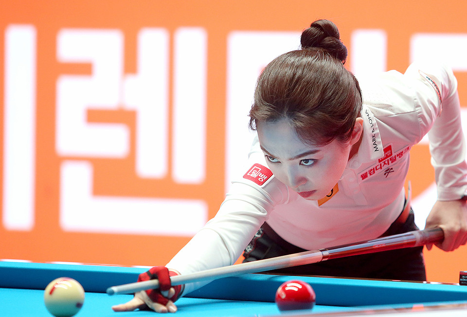 'SK렌터카 LPBA 월드챔피언십' 16강전에서 승리한 차유람(웰컴저축은행).  사진=PBA 제공