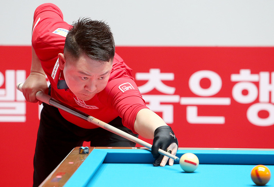 16강전에서 강호 마민깜(신한금융투자)을 3-1로 꺾고 8강 진출에 성공한 '팀리그 MVP' 서현민(웰컴저축은행).  사진=PBA 제공