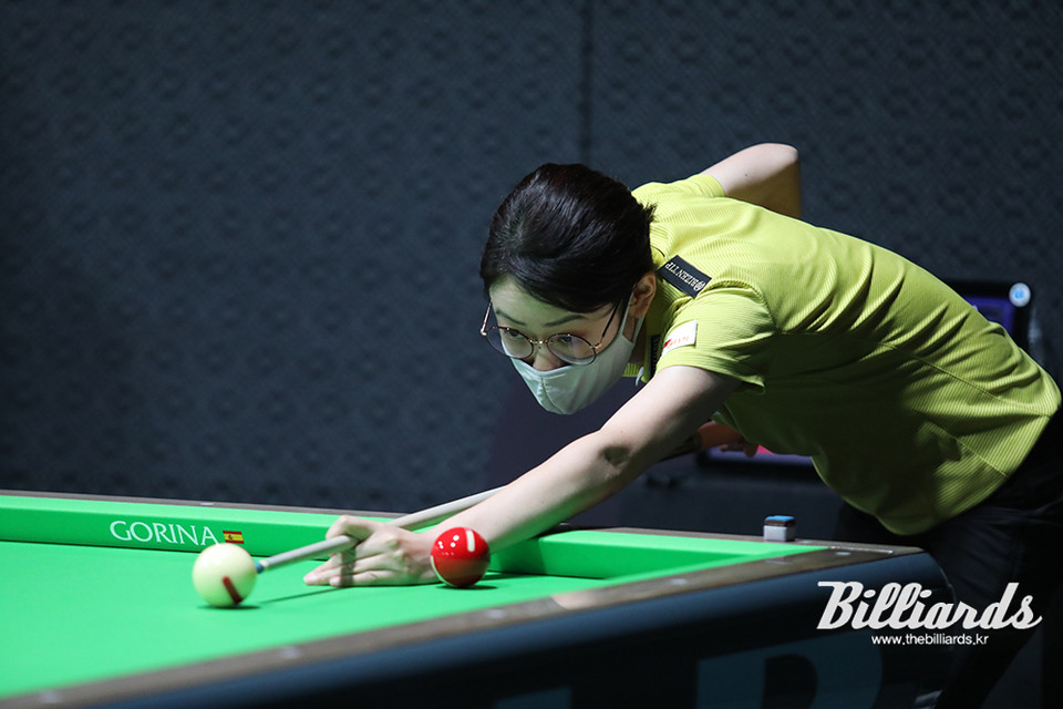 LPBA 프로 데뷔 후 처음으로 서바이벌 라운드를 모두 통과하고 16강에 진출한 히다 오리에.  사진=김민영 기자