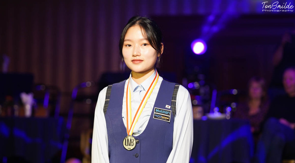 한국의 한지은(21, 성남)이 '2022 제10회 세계여자3쿠션선수권대회'에서 준우승을 차지했다.  사진=Ton Smilde