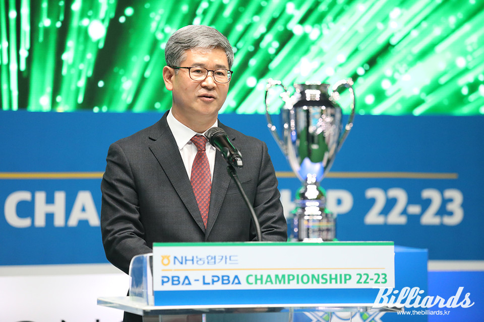 환영사를 하는 NH농협카드의 윤상운 사장.  사진=고양/이용휘 기자