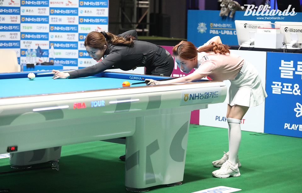 김가영과 김진아의 준결승전 뱅킹. 사진=김민영 기자