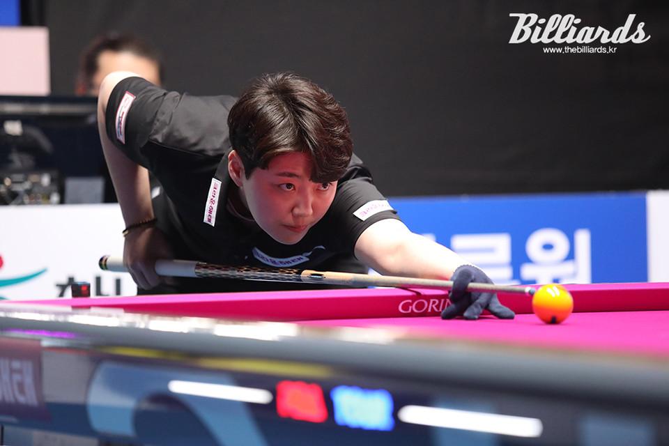 김보미와 준결승전 대결을 벌인 백민주. 사진=이용휘 기자