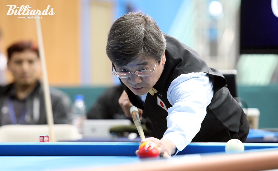 '제11회 아시아캐롬선수권대회' 1쿠션 종목에서 우승한 일본의 모리 요이치로.  사진=양구/이용휘 기자