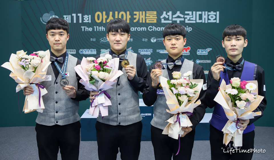 3쿠션 U-22 주니어부 입상자들.  사진=함상준/KBF 제공