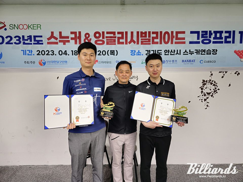 2023년 스누커 그랑프리 1차대회 준우승을 차지한 박용준(좌)과 우승자 허세양(우). 사진=대한당구연맹 제공