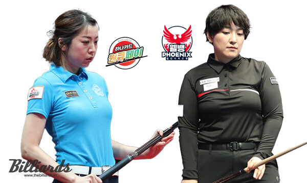 프로당구(PBA) 팀리그에 합류한 사카이 아야코(하나카드·왼쪽)와 히가시우치 나츠미(웰컴저축은행·오른쪽).   빌리어즈 자료사진