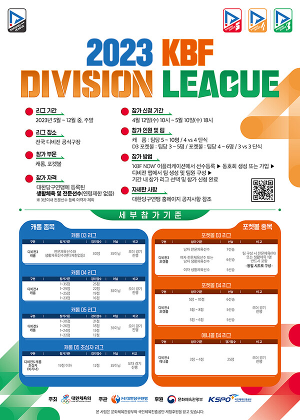 '2023 KBF 디비전 리그' 포스터. 사진=대한당구연맹 제공