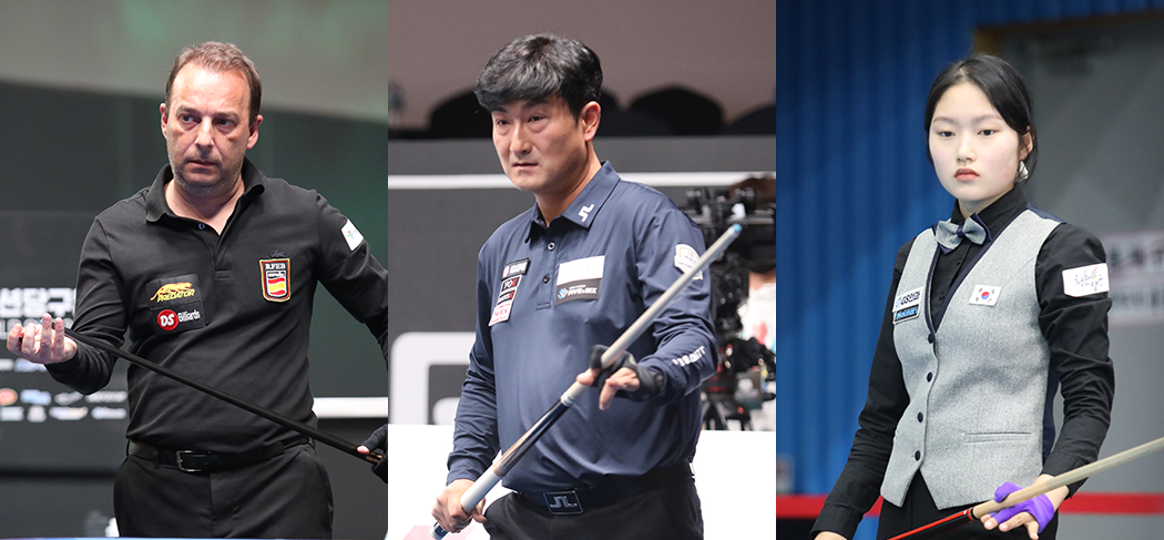 이번 시즌 PBA 투어에 출전하는 다니엘 산체스-이충복-한지은. 사진=빌리어즈 자료사진