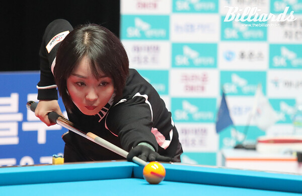 25점을 완주하고 애버리지 1.250을 기록한 이유주.  빌리어즈 자료사진