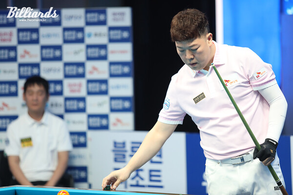 프로당구(PBA) 투어 개막전 '경주 블루원리조트 PBA 챔피언십' 128강전에서 승리한 강동궁(SK렌터카).  사진=김도하 기자