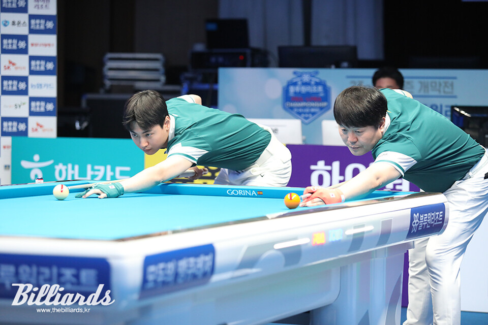 신정주와 김병호의 16강전 뱅킹. 사진=이용휘 기자