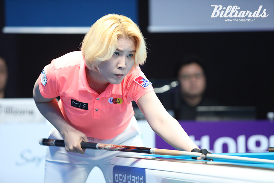 김민아와 결승 진출을 놓고 대결을 벌인 오수정. 사진=이용휘 기자