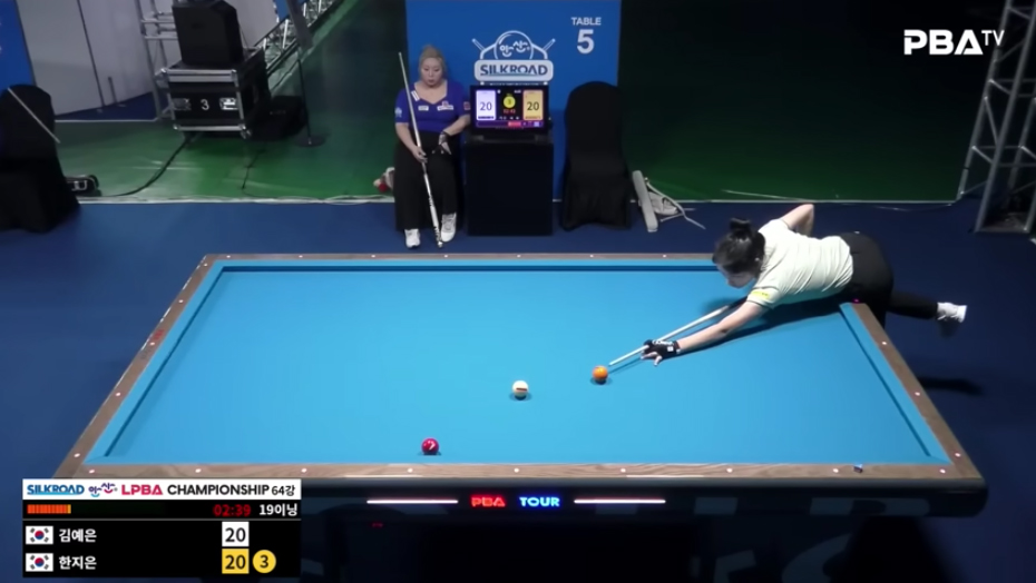 지난 3일 벌어진 한지은과 김예은의 64강전.   사진=경기 장면