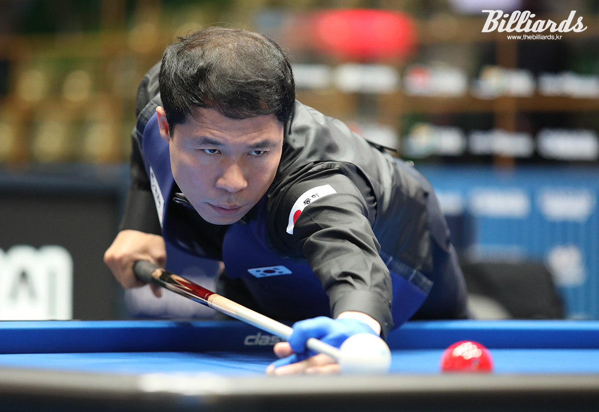 한국 선수 중 세계3쿠션선수권대회 최다 출전(14회) 기록을 세우게 된 허정한(경남).   빌리어즈 자료사진