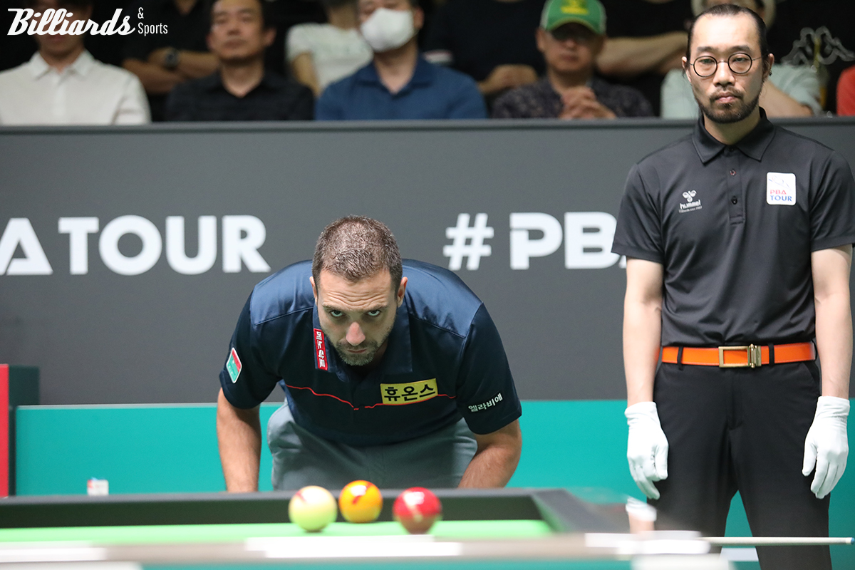 결승에서 팔라존은 세트스코어 3-1로 앞서다가 3-3 동점을 허용했지만, 마지막 7세트에서 1-5-2 연속타로 6이닝 만에 9:1로 앞서면서 승기를 잡았다.  사진=고양/이용휘 기자