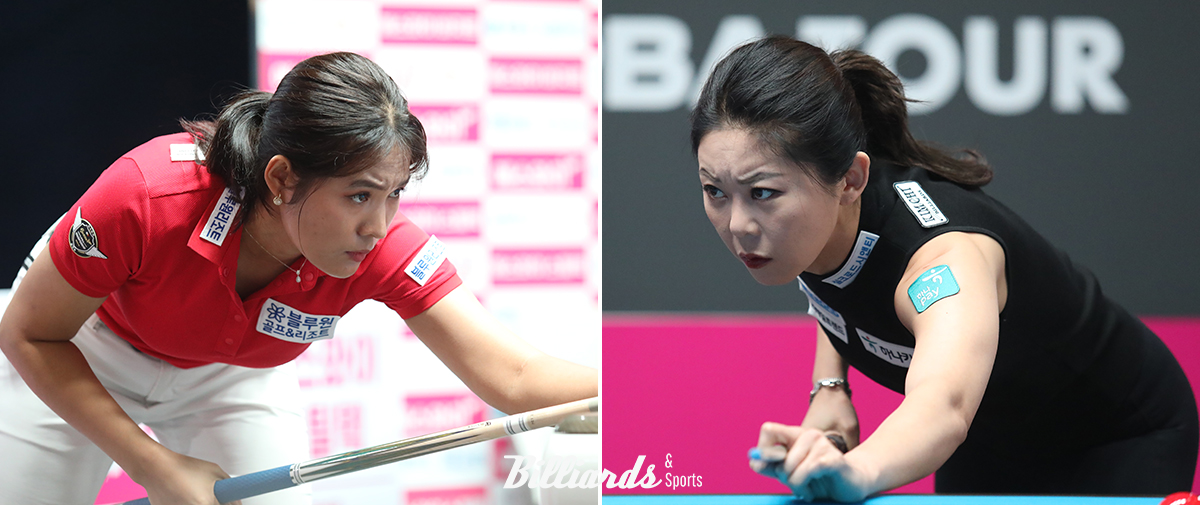 32강 진출에 성공한 스롱 피아비(좌)와 김가영(우)