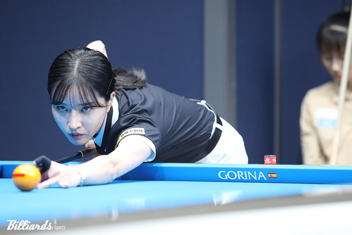 김다희와 64강전 대결 중인 한슬기. 한슬기의 32강 상대는'LPBA 다승왕' 임정숙