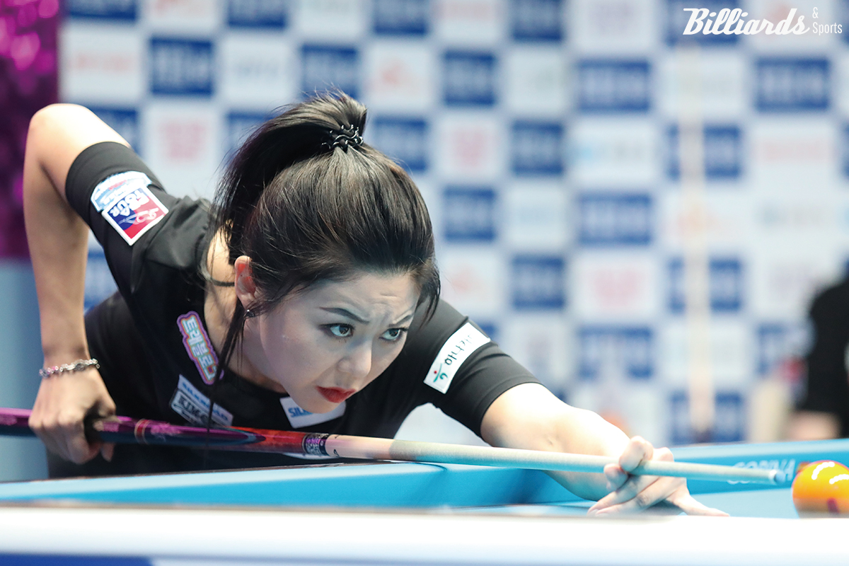 시즌 첫 승과 함께 타이틀 방어, LPBA 최다우스 타이기록을 노리는 김가영. 사진=빌리어즈 DB