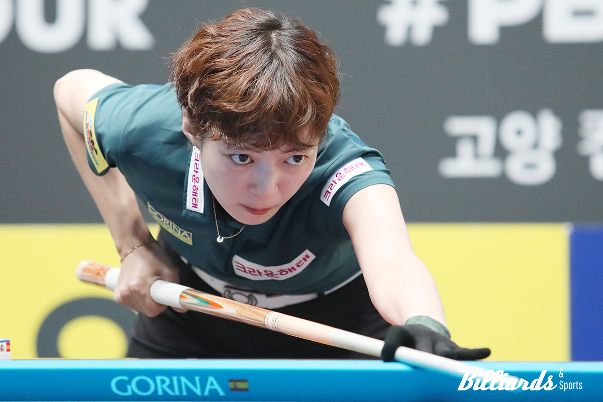 22일 열린 휴온스 LPBA 챔피언십 8강전 첫 경기에서 승리하고 가장 먼저 4강에 오른 임정숙. 사진=고양/김민영 기자