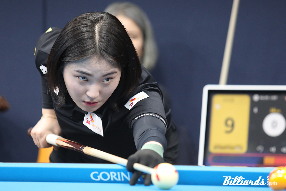 0-2로 지고 있던 강지은은 3, 4세트를 차례로 따내며 세트스코어 2-2까지 따라붙었다. 사진=고양/이용휘 기자