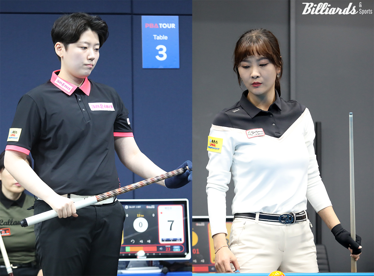 준결승전에서 대결하는 백민주(왼쪽)와 김상아.