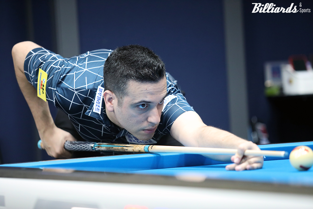 '휴온스 PBA 챔피언십' 64강전에서 3세트까지 8이닝 만에 45점을 득점해 애버리지 5.625를 기록한 다비드 사파타(블루원리조트).  사진=고양/이용휘 기자