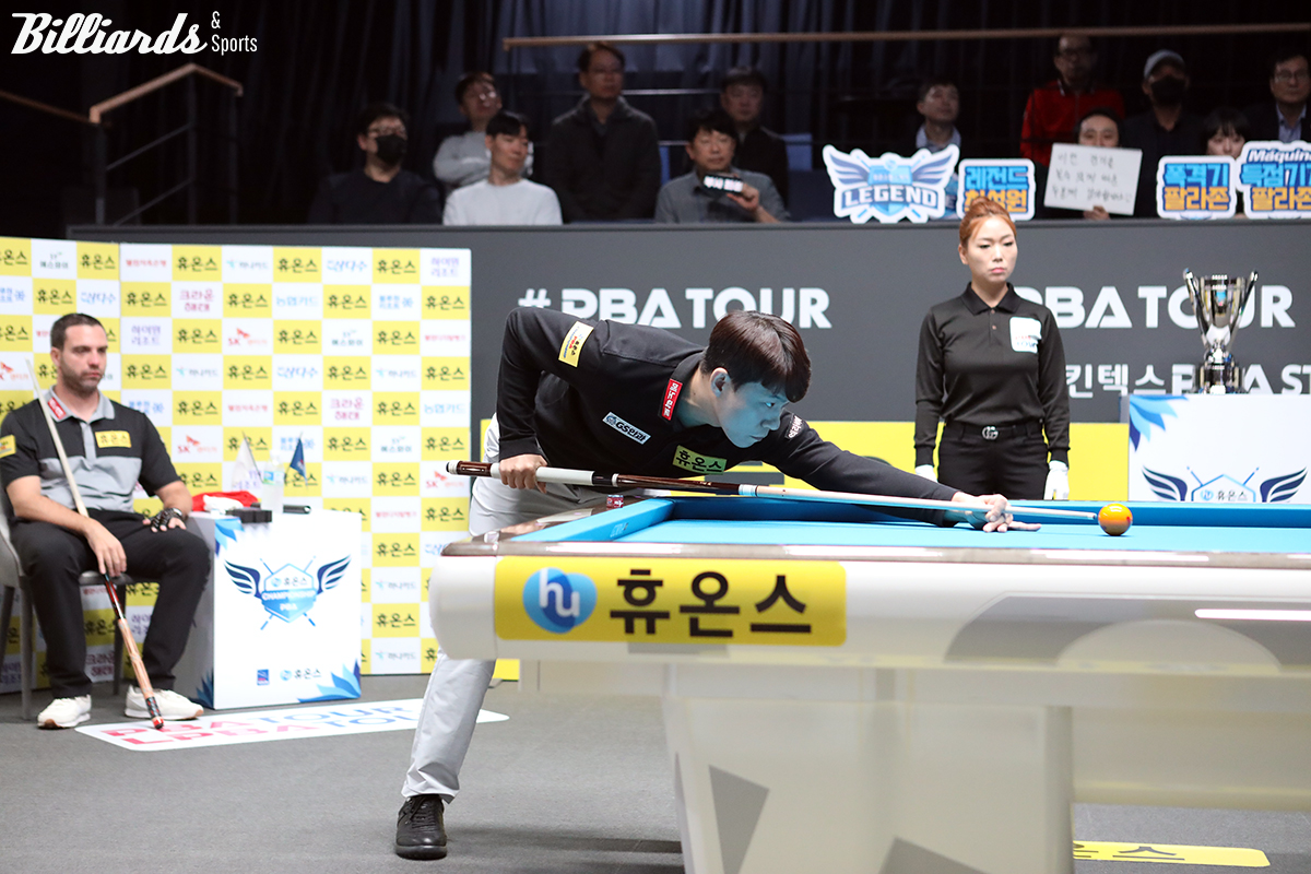 최성원은 결승전 1세트부터 끝내기 9점타로 2이닝 만에 승리를 거뒀고, 2세트 역시 끝내기 7점타로 승리했다.