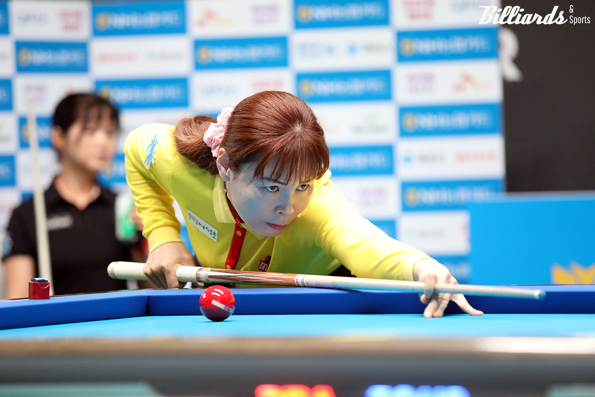 '3쿠션 세계챔피언' 이신영이 프로당구 투어 데뷔전에서 애버리지 1.100의 기록으로 승리를 거뒀다.  사진=고양/김민영 기자