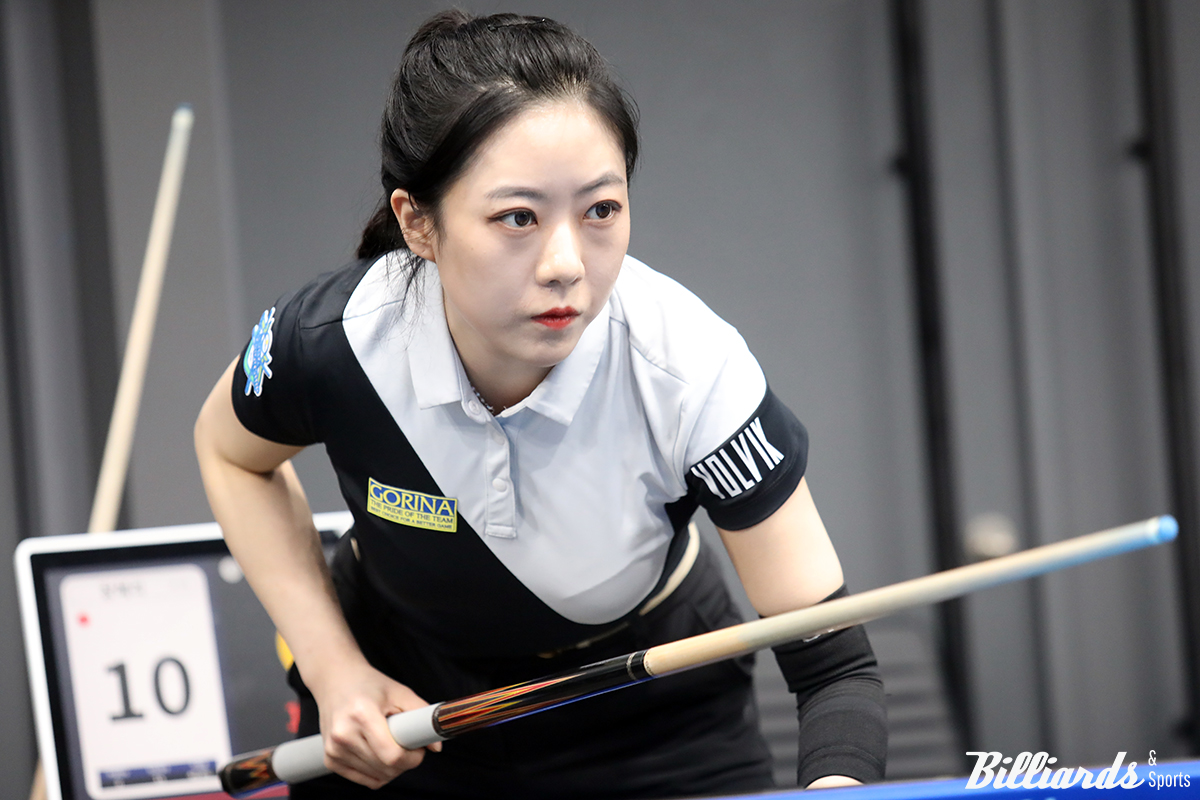 '여자 3쿠션 세계챔피언' 이신영을 꺾은 김보민(사진)이 64강에서 애버리지 .0828로 장혜리를 꺾고 32강에 진출했다.  사진=고양/이용휘 기자