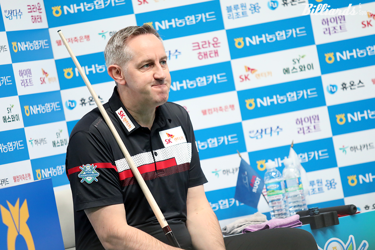 '벨기에 강호' 에디 레펀스(SK렌터카)가 5차 투어에서 최연소 김영원(16)에게 패한 뒤 6차 투어에서는 승리까지 단 1점을 남겨두고 동점과 역전을 허용하며 승부치기에서 박정민A에게 패했다.   사진=고양/김민영 기자