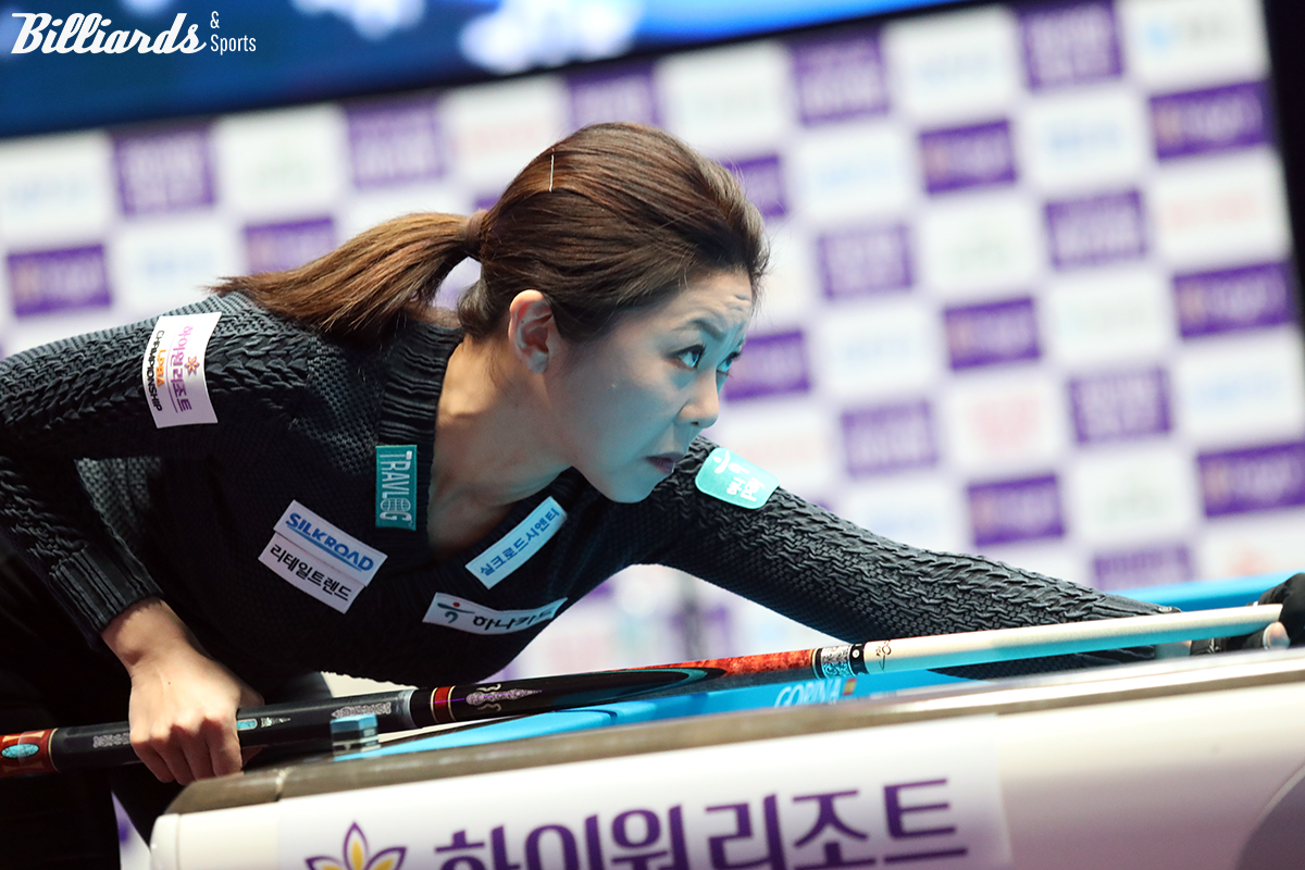 '당구 여제' 김가영(하나카드)이 7차 투어 '하이원리조트 LPBA 챔피언십' 64강전에서 박초원을 22이닝 만에 25:13으로 꺾고 32강에 진출했다.  사진=정선/이용휘 기자