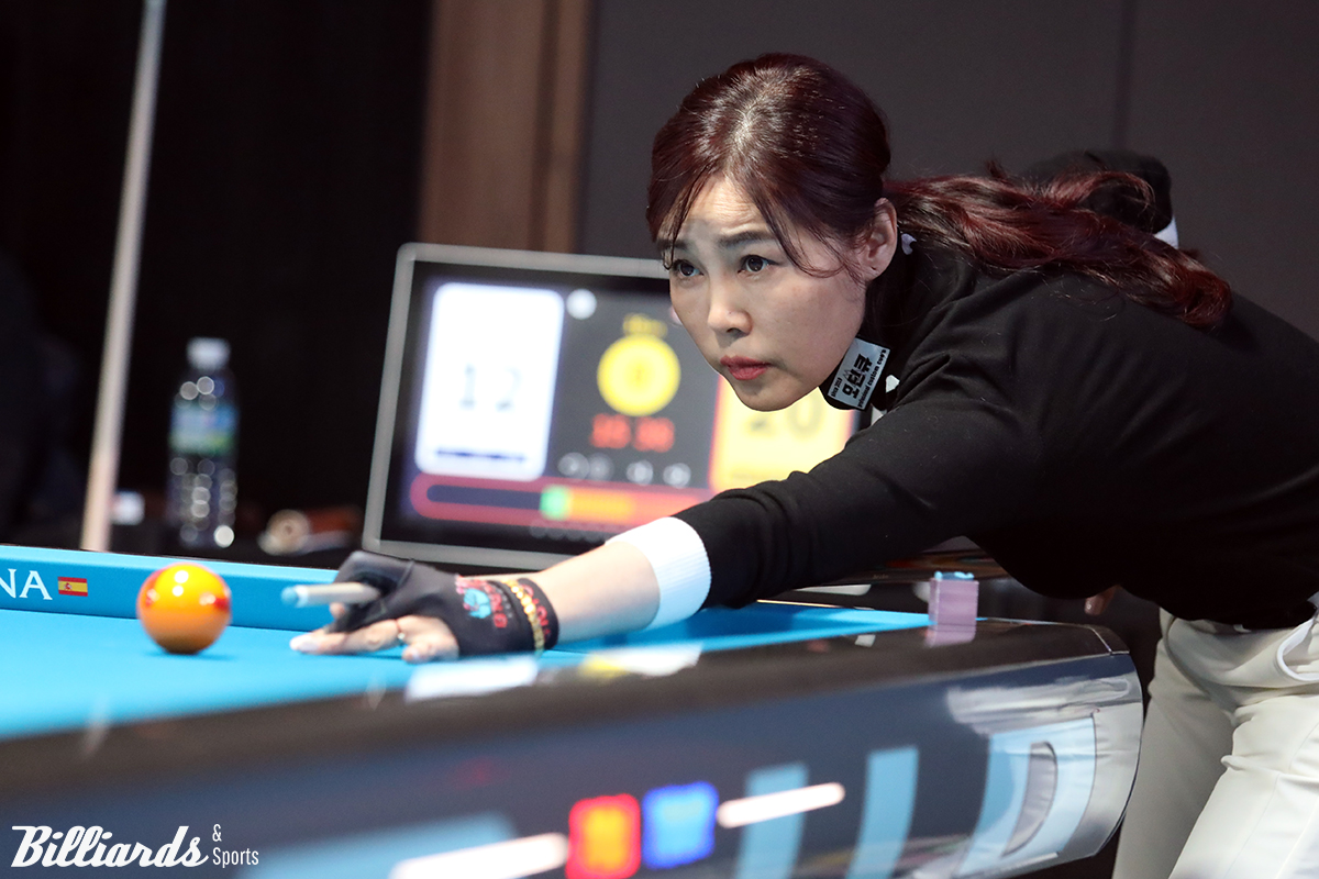 '1세대 강호' 박지현(52)은 대회 직전에 화상을 입어 고통이 큰 상황에서 이번 7차 투어 '하이원리조트 LPBA 챔피언십' PQ와 64강전을 모두 애버리지 1점대로 활약하며 32강에 진출했다.   사진=정선/이용휘 기자