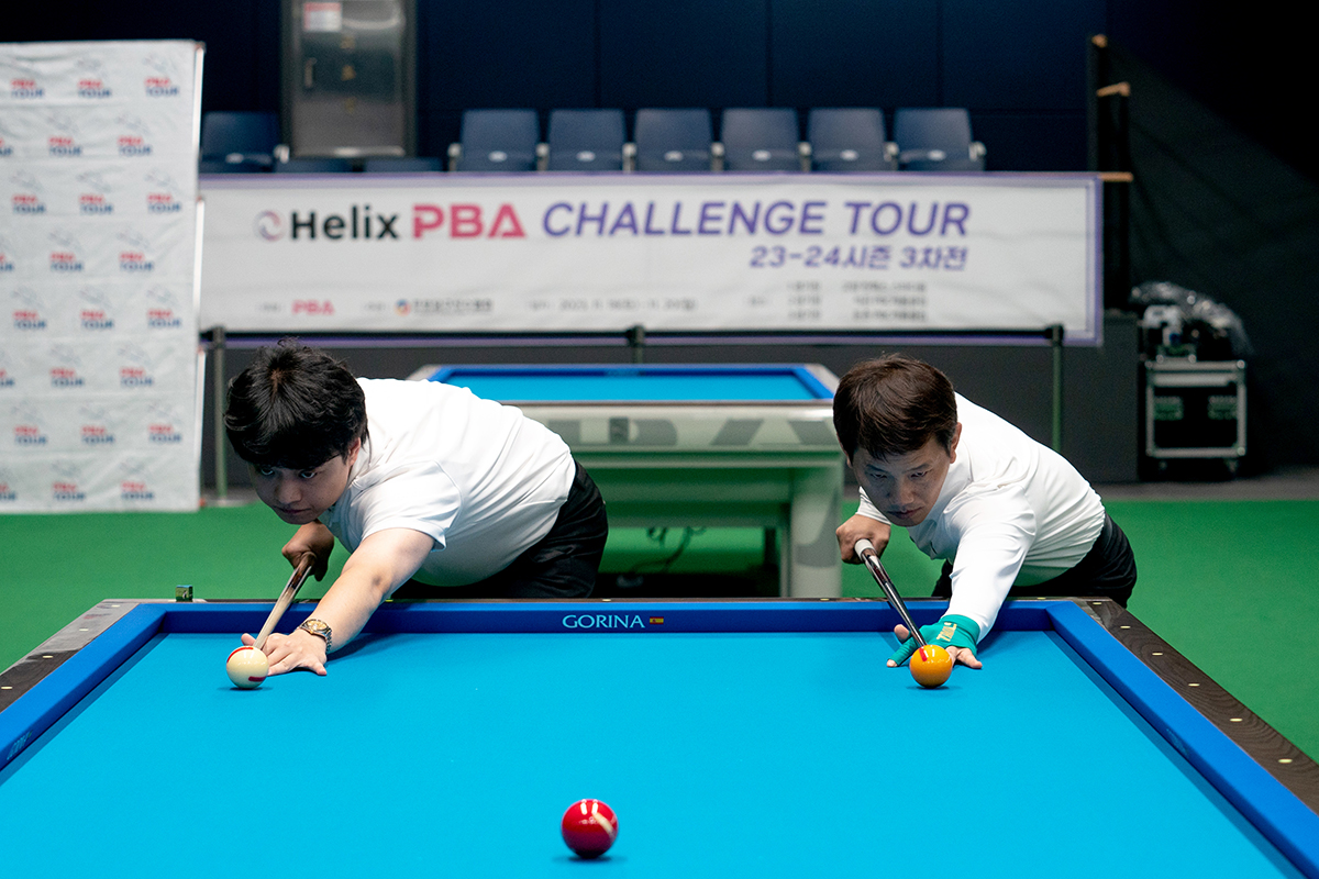 지난 챌린지투어 3차전 장병대 vs 김정섭의 결승전 뱅킹 장면.