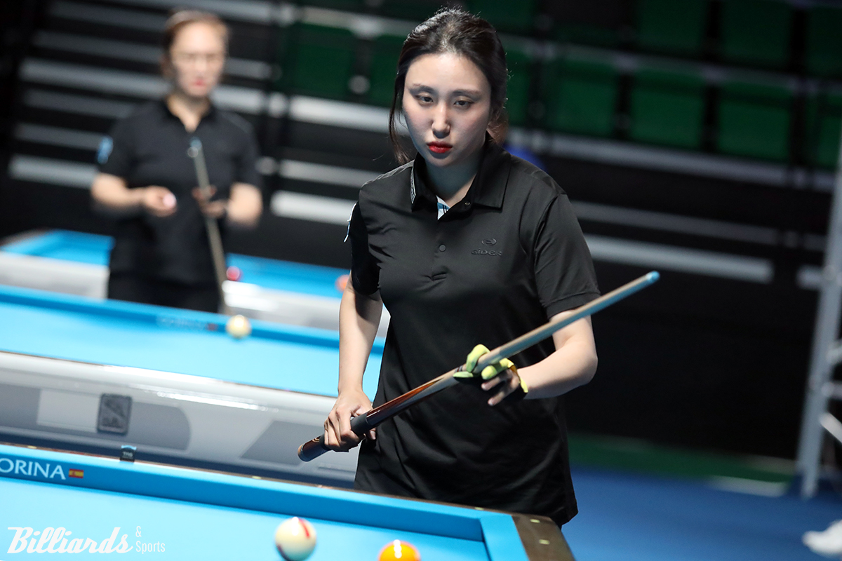 막 올린 '웰컴저축은행 웰뱅 LPBA 챔피언십'. 사진은 예선 1라운드 첫 턴 승자 황진선.  빌리어즈앤스포츠 자료사진