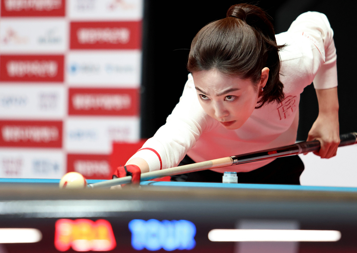 차유람이 프로당구(PBA) 무대 복귀전에서 23이닝 만에 25:10으로 승리하며 애버리지 1.087의 놀라운 기량을 보였다.  사진=PBA 제공