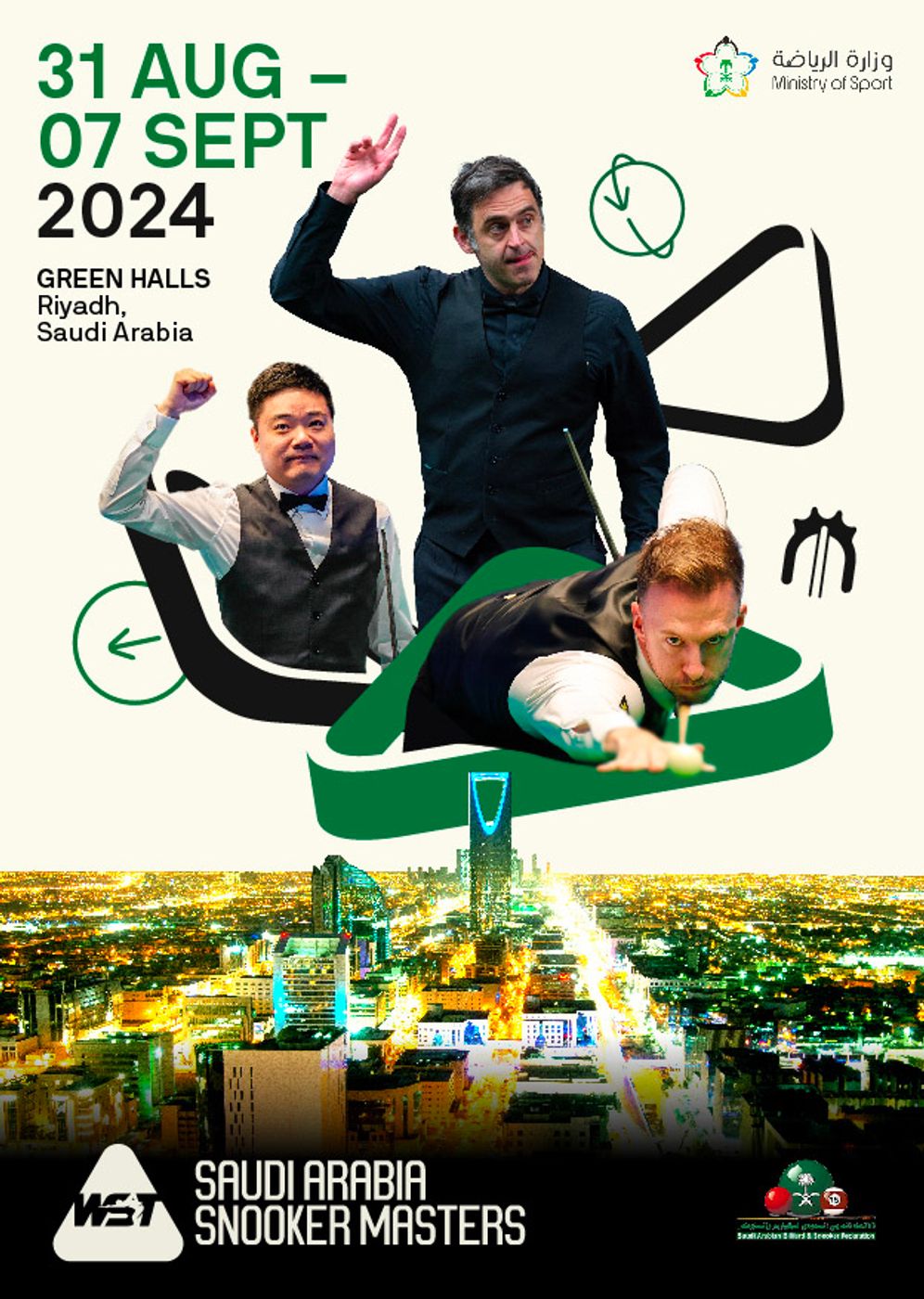 월드스누커투어(WST) 랭킹토너먼트인 '사우디아라비아 스누커 마스터스'가 오는 8월 31일부터 9월 7일까지 총상금 200만파운드(약 33억원) 이상의 규모로 개최된다.