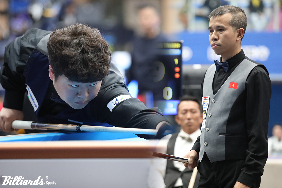 세계 랭킹 1위와 2위의 운명이 아시아선수권대회 예선에서 일찌감치 갈렸다. 세계 랭킹 1위 조명우는 전체 순위 1위로 본선 16강에 올랐으며, 2위 쩐뀌엣찌엔은 1무2패로 예선에서 탈락했다. 사진=양구/이용휘 기자