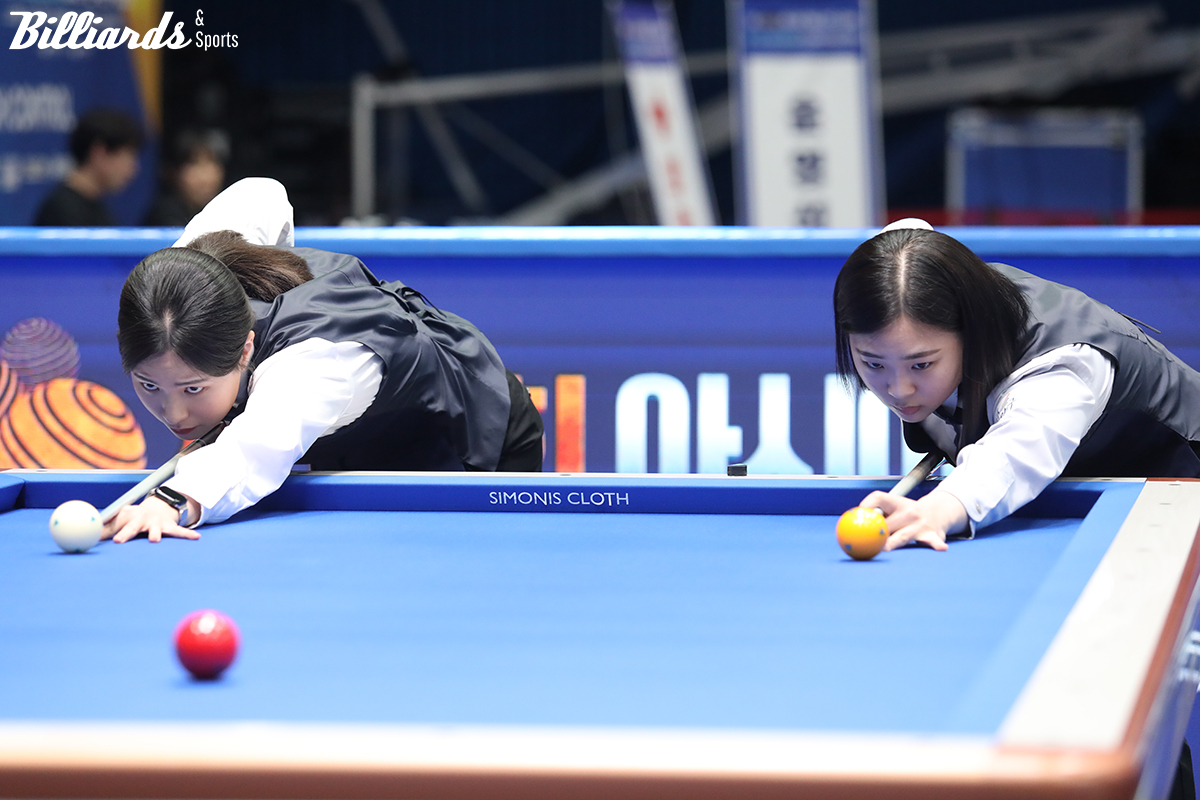 박정현과 김하은의 여자 3쿠션 결승전 뱅킹. 사진=이용휘 기자