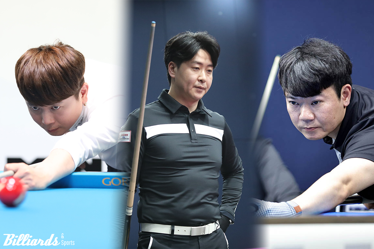 PBA 큐스쿨 1라운드에 출전하는 최정하, 김남수, 최한솔(왼쪽부터)